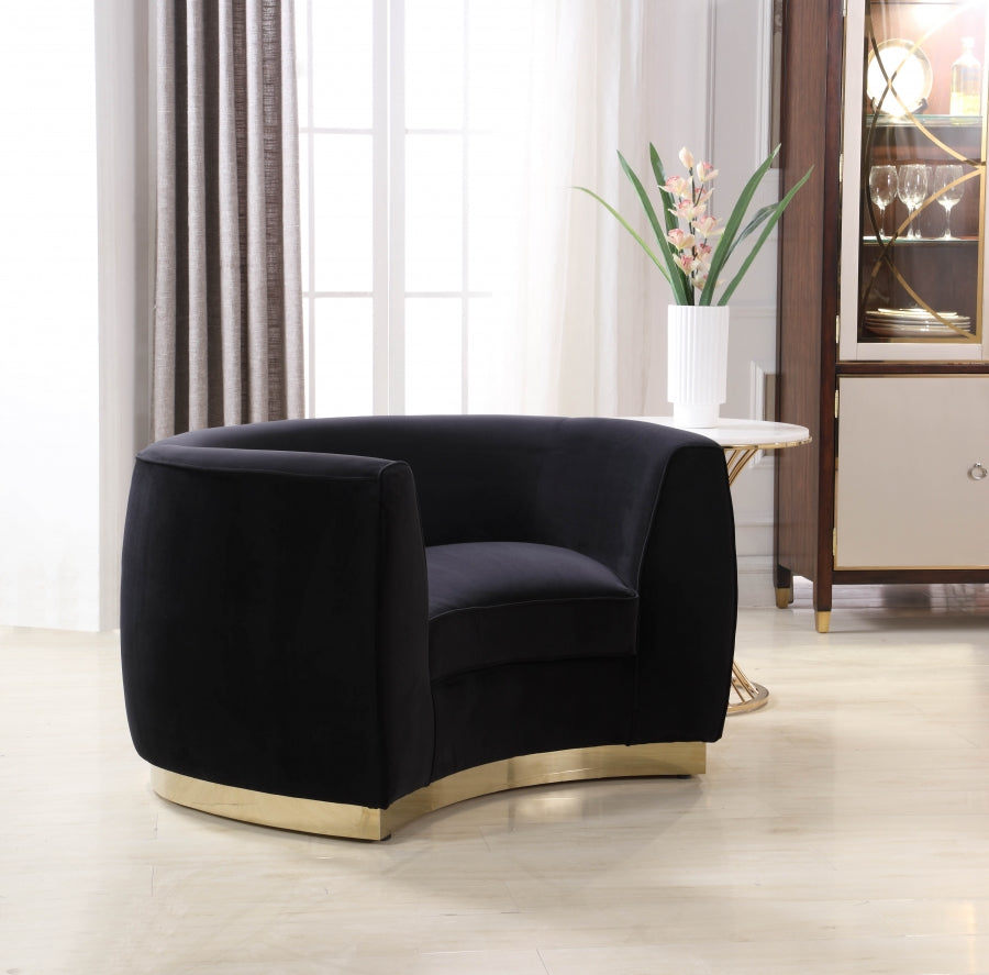 Julian Black Velvet Chair from Meridian - Luna Furniture