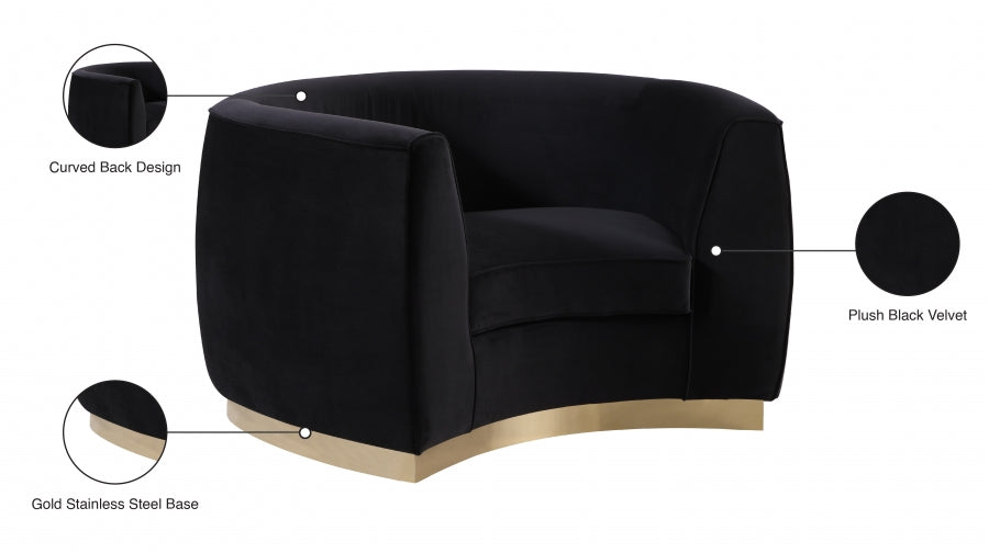 Julian Black Velvet Chair from Meridian - Luna Furniture