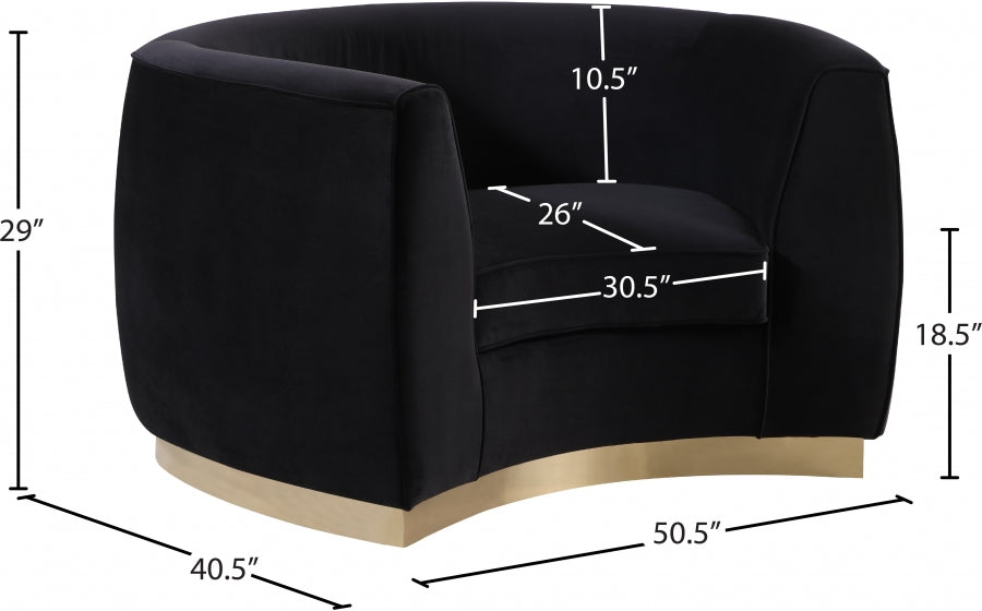 Julian Black Velvet Chair from Meridian - Luna Furniture