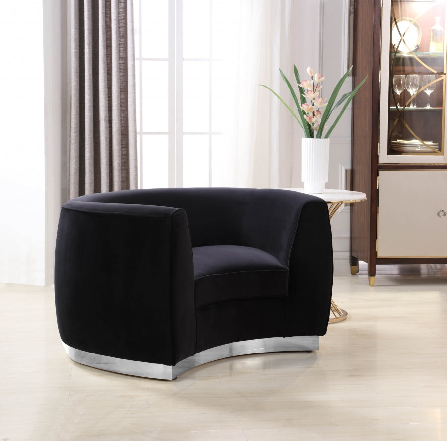 Julian Black Velvet Chair from Meridian - Luna Furniture