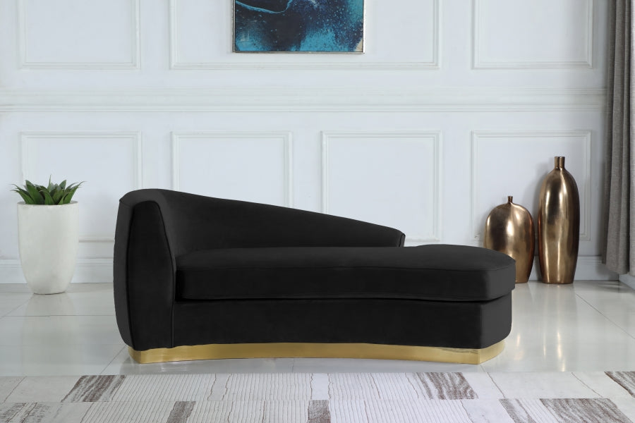 Julian Black Velvet Chaise Lounge from Meridian - Luna Furniture