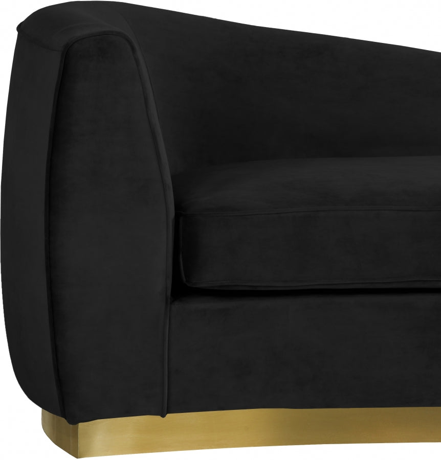 Julian Black Velvet Chaise Lounge from Meridian - Luna Furniture