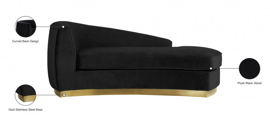 Julian Black Velvet Chaise Lounge from Meridian - Luna Furniture