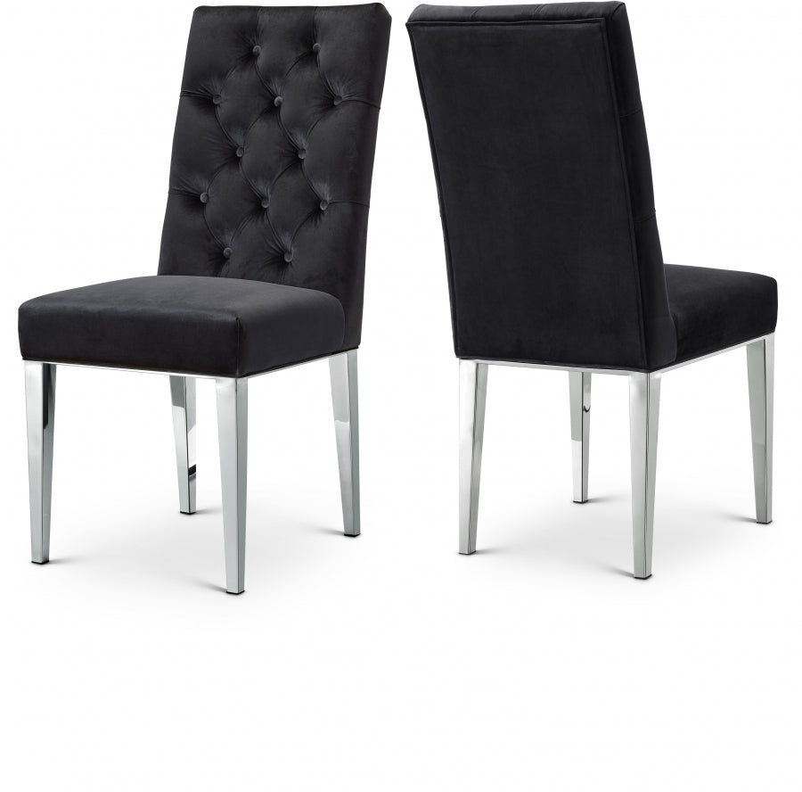 Juno Black Velvet Dining Chair, Set of 2 from Meridian - Luna Furniture