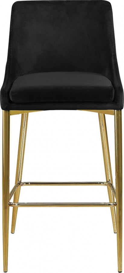 Karina Black Velvet Counter Stool, Set of 2 from Meridian - Luna Furniture