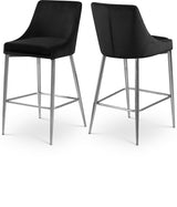 Karina Black Velvet Counter Stool, Set of 2 from Meridian - Luna Furniture