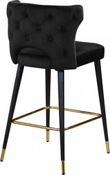 Kelly Black Velvet Counter Stool, Set of 2 from Meridian - Luna Furniture