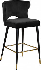 Kelly Black Velvet Counter Stool, Set of 2 from Meridian - Luna Furniture