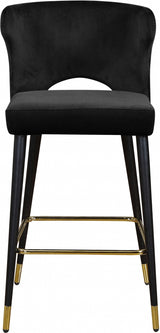 Kelly Black Velvet Counter Stool, Set of 2 from Meridian - Luna Furniture