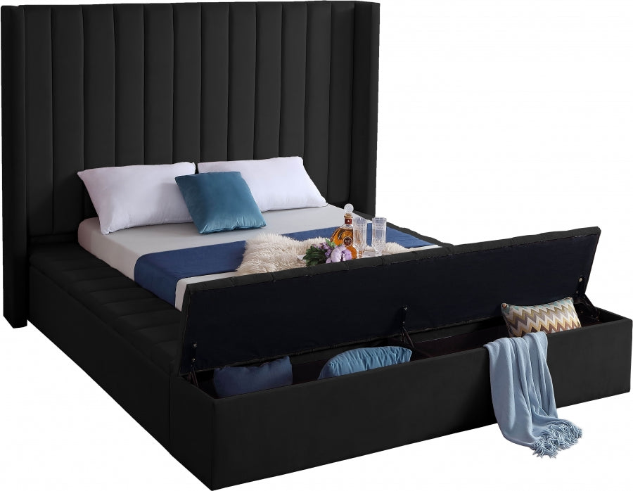 Kiki Black Velvet Full Bed from Meridian - Luna Furniture