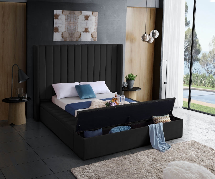 Kiki Black Velvet Full Bed from Meridian - Luna Furniture