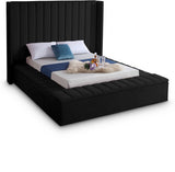 Kiki Black Velvet Queen Bed from Meridian - Luna Furniture