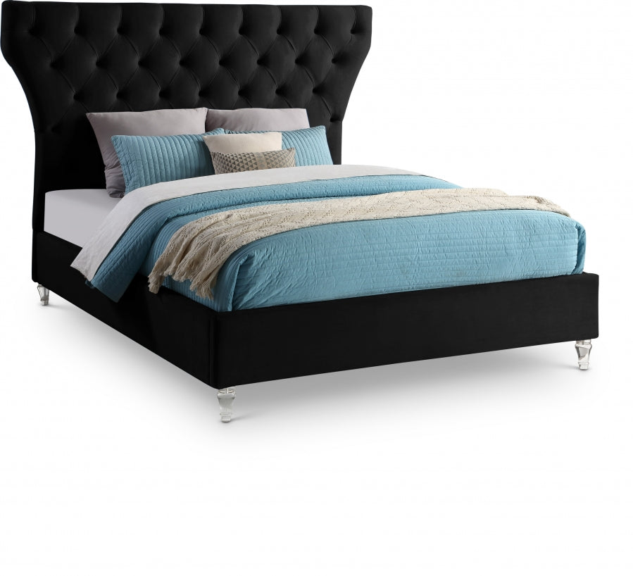 Kira Black Velvet King Bed from Meridian - Luna Furniture