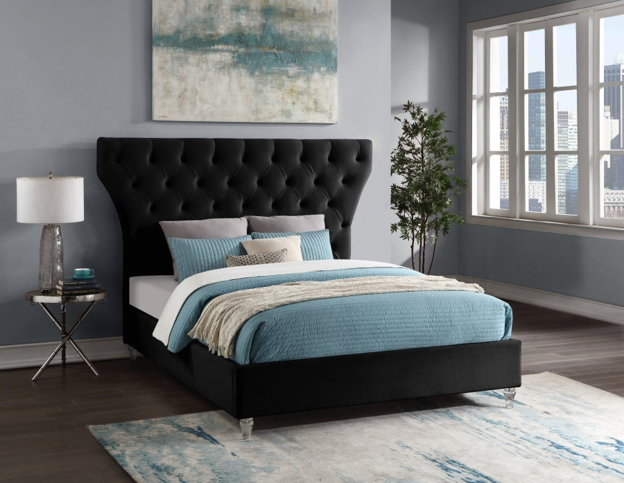 Kira Black Velvet King Bed from Meridian - Luna Furniture