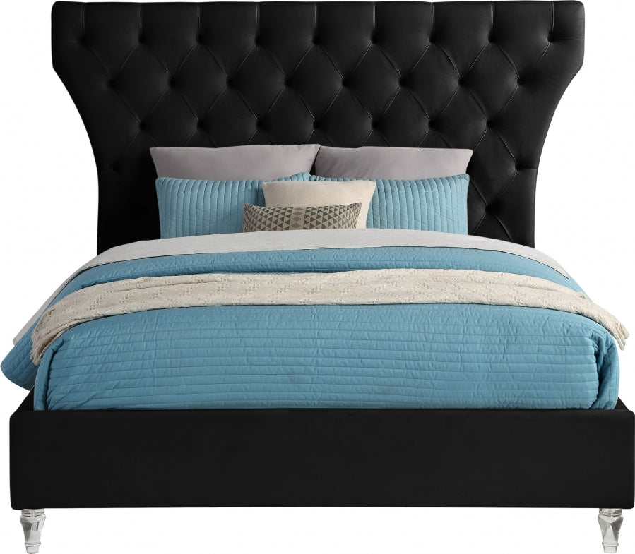 Kira Black Velvet King Bed from Meridian - Luna Furniture