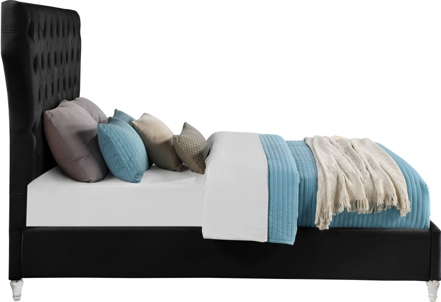 Kira Black Velvet King Bed from Meridian - Luna Furniture