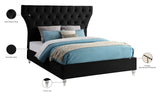 Kira Black Velvet King Bed from Meridian - Luna Furniture