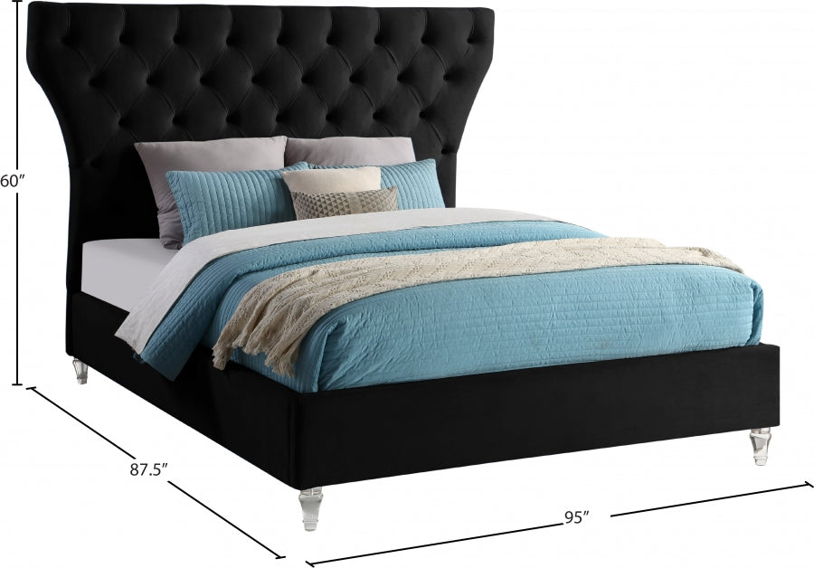 Kira Black Velvet King Bed from Meridian - Luna Furniture