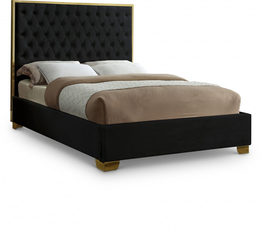 Lana Black Velvet Full Bed from Meridian - Luna Furniture