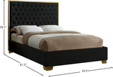 Lana Black Velvet Full Bed from Meridian - Luna Furniture