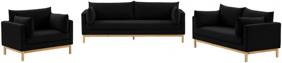 Black Langham Linen Textured Fabric Sofa from Meridian - Luna Furniture