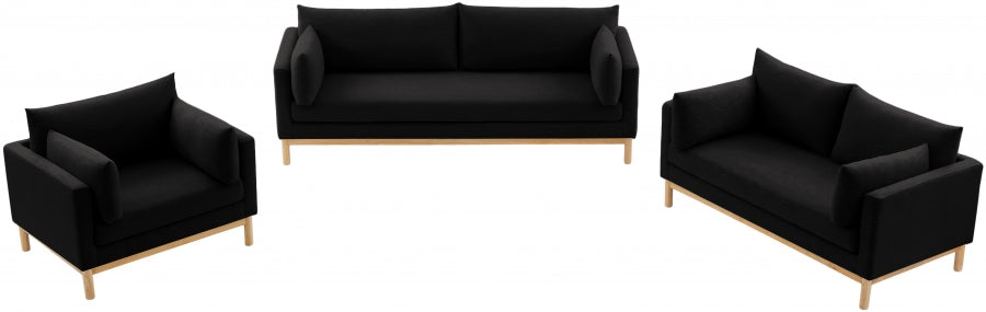 Black Langham Linen Textured Fabric Sofa from Meridian - Luna Furniture