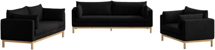 Black Langham Linen Textured Fabric Sofa from Meridian - Luna Furniture