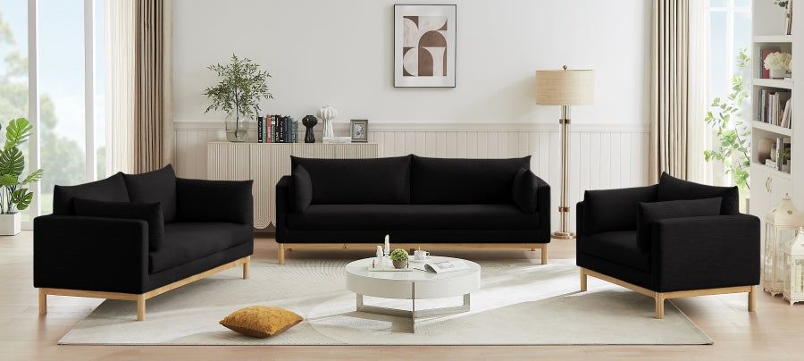 Black Langham Linen Textured Fabric Sofa from Meridian - Luna Furniture