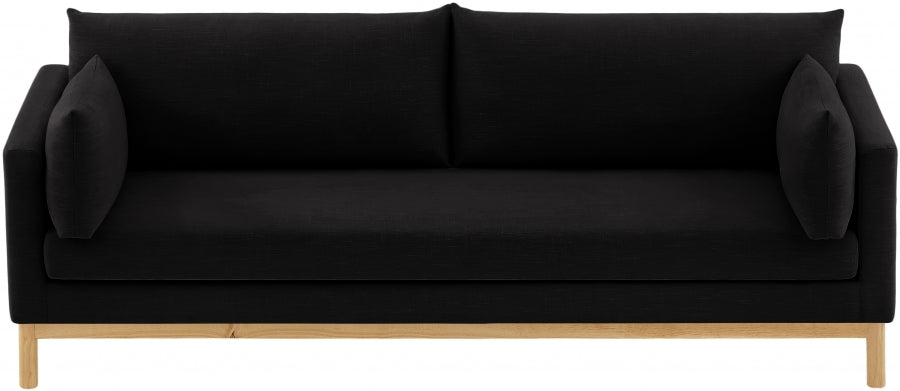 Black Langham Linen Textured Fabric Sofa from Meridian - Luna Furniture