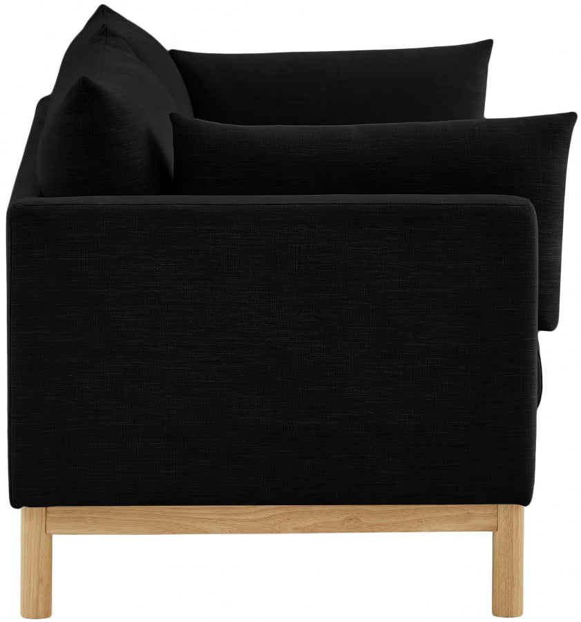 Black Langham Linen Textured Fabric Sofa from Meridian - Luna Furniture