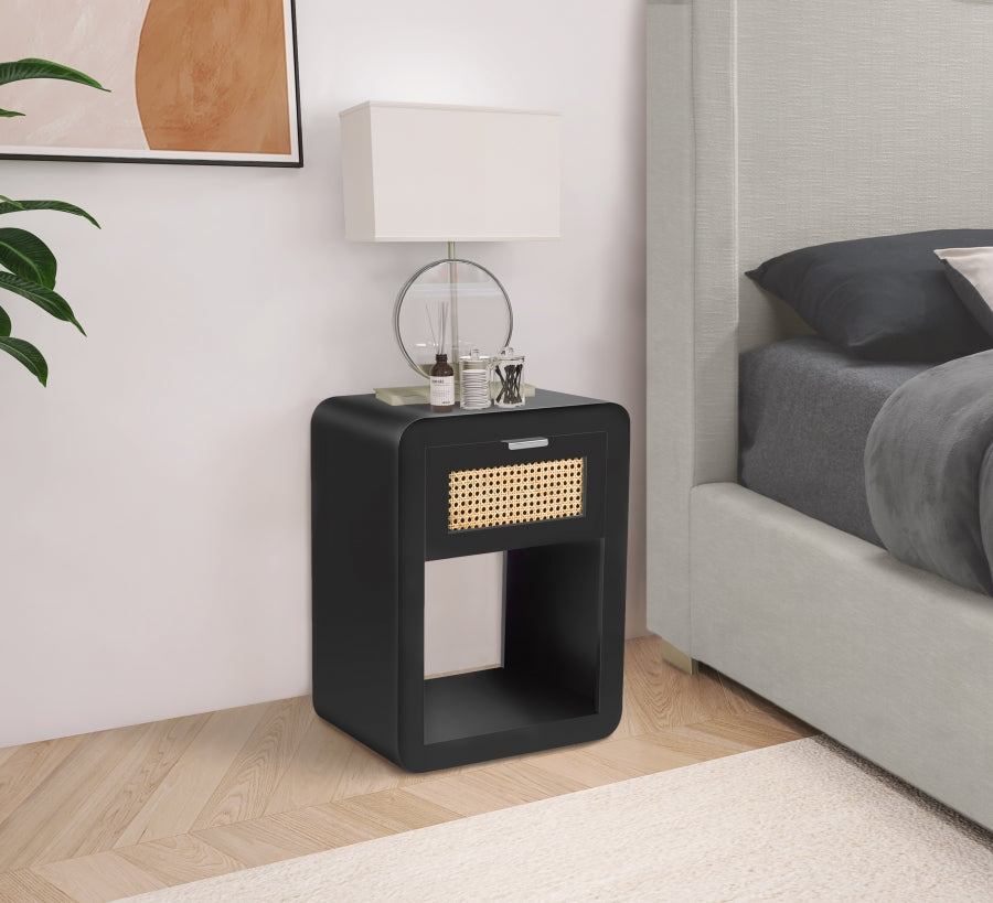 Langham Black Nightstand from Meridian - Luna Furniture