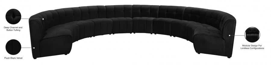 Limitless Black Modular Velvet 10-Piece Sectional from Meridian - Luna Furniture