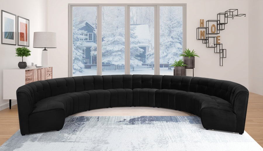 Limitless Black Modular Velvet 10-Piece Sectional from Meridian - Luna Furniture