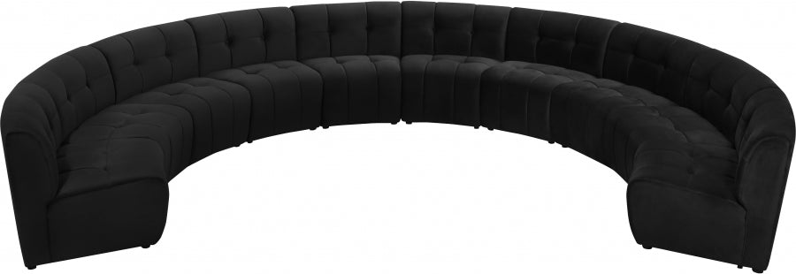 Limitless Black Modular Velvet 10-Piece Sectional from Meridian - Luna Furniture