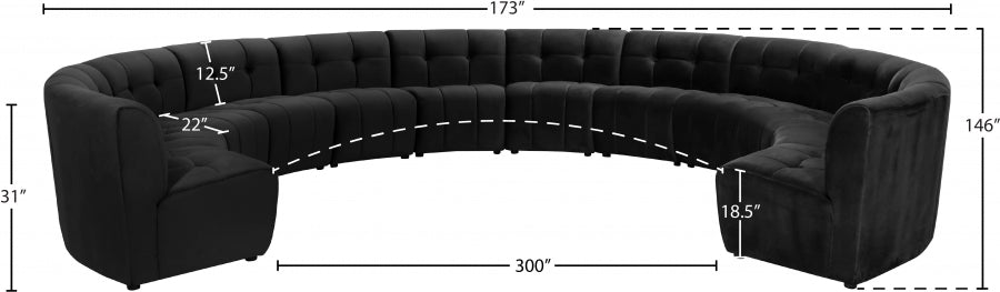 Limitless Black Modular Velvet 12-Piece Sectional from Meridian - Luna Furniture