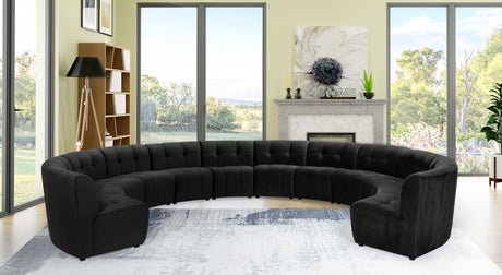 Limitless Black Modular Velvet 12-Piece Sectional from Meridian - Luna Furniture