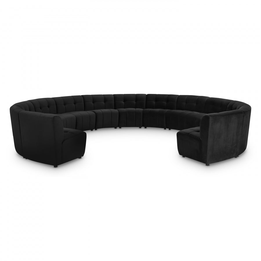 Limitless Black Modular Velvet 13-Piece Sectional from Meridian - Luna Furniture