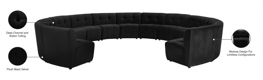 Limitless Black Modular Velvet 13-Piece Sectional from Meridian - Luna Furniture