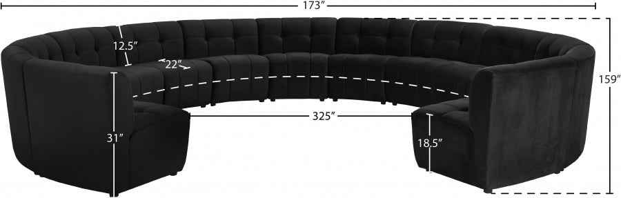 Limitless Black Modular Velvet 13-Piece Sectional from Meridian - Luna Furniture