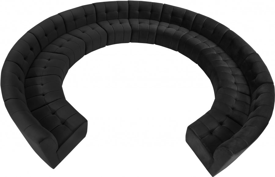 Limitless Black Modular Velvet 13-Piece Sectional from Meridian - Luna Furniture