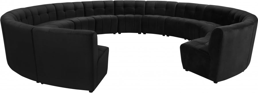 Limitless Black Modular Velvet 14-Piece Sectional from Meridian - Luna Furniture