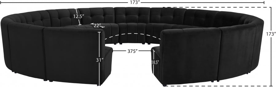 Limitless Black Modular Velvet 15-Piece Sectional from Meridian - Luna Furniture