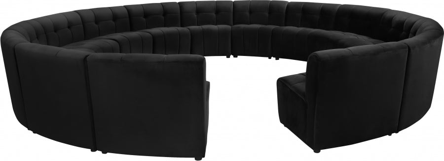 Limitless Black Modular Velvet 15-Piece Sectional from Meridian - Luna Furniture