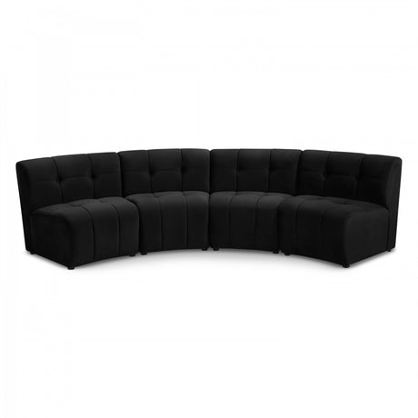 Limitless Black Modular Velvet 4-Piece Sectional from Meridian - Luna Furniture