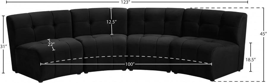 Limitless Black Modular Velvet 4-Piece Sectional from Meridian - Luna Furniture