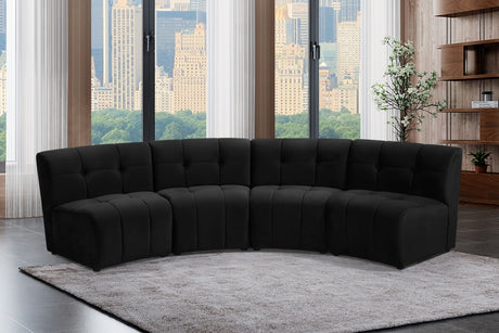 Limitless Black Modular Velvet 4-Piece Sectional from Meridian - Luna Furniture