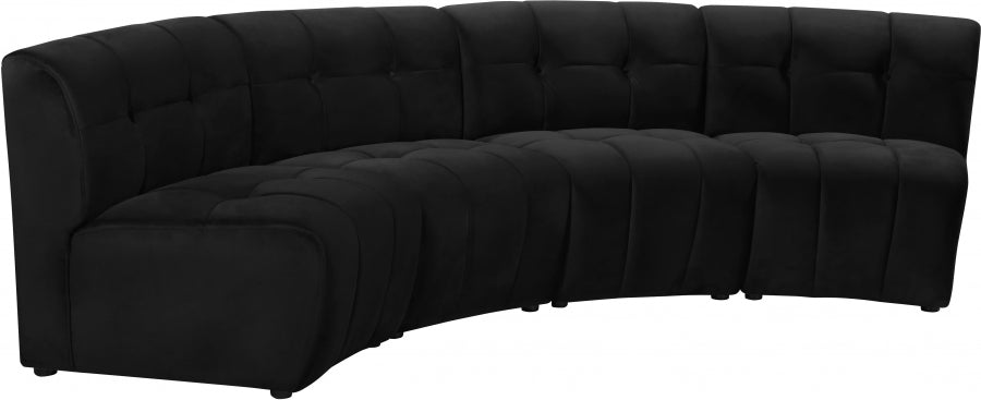 Limitless Black Modular Velvet 4-Piece Sectional from Meridian - Luna Furniture