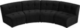 Limitless Black Modular Velvet 4-Piece Sectional from Meridian - Luna Furniture