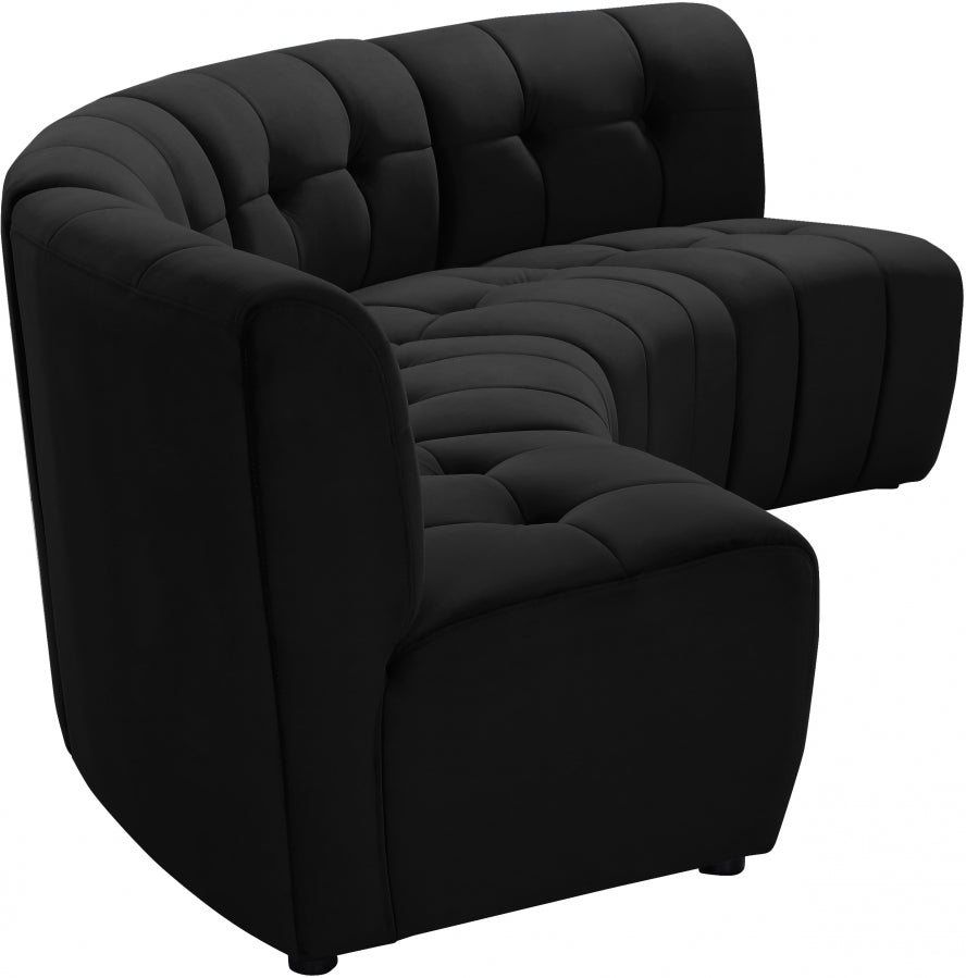 Limitless Black Modular Velvet 4-Piece Sectional from Meridian - Luna Furniture