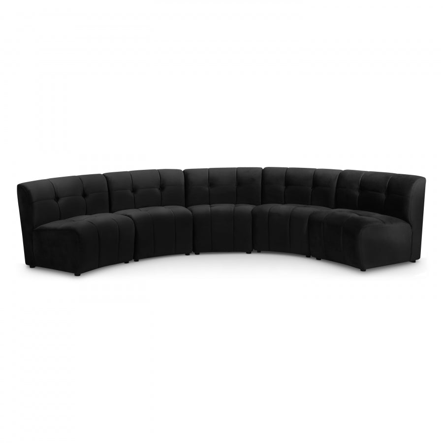 Limitless Black Modular Velvet 5-Piece Sectional from Meridian - Luna Furniture